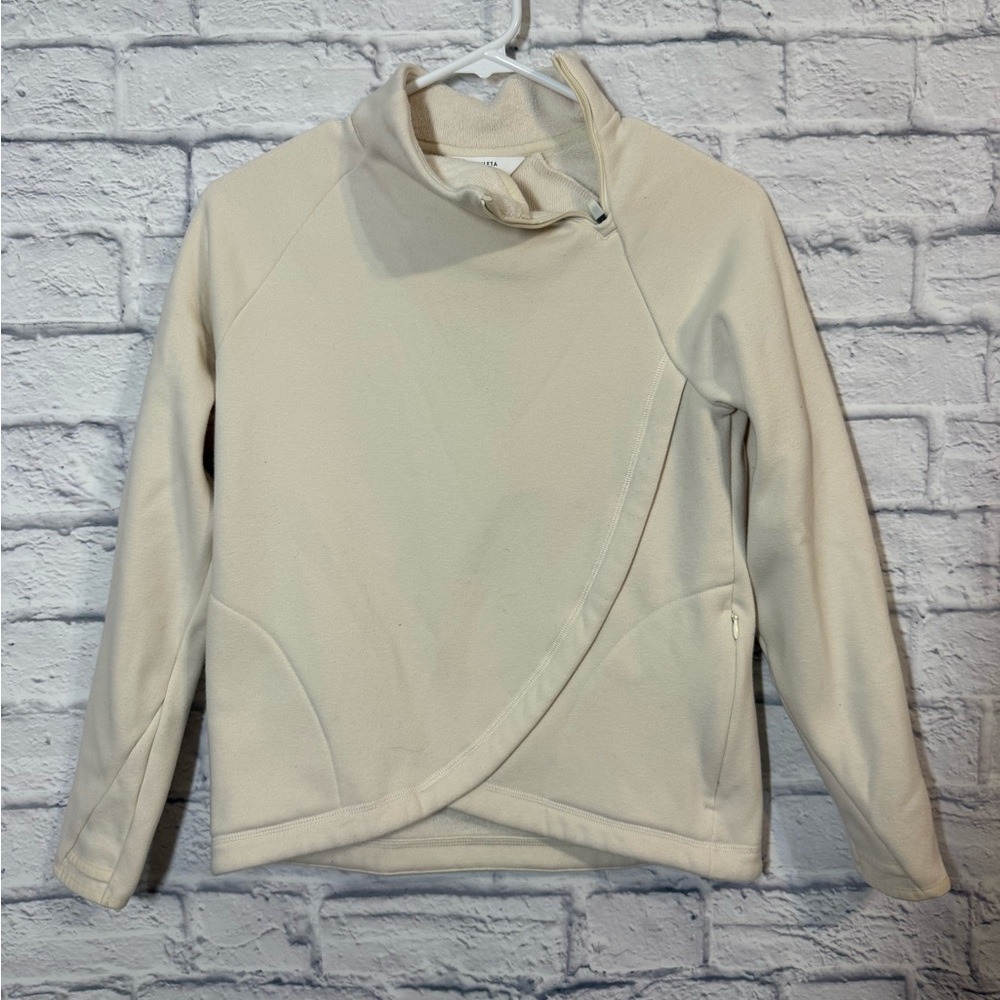 Athleta Girl Cream Wrap-Front Sweater, 12